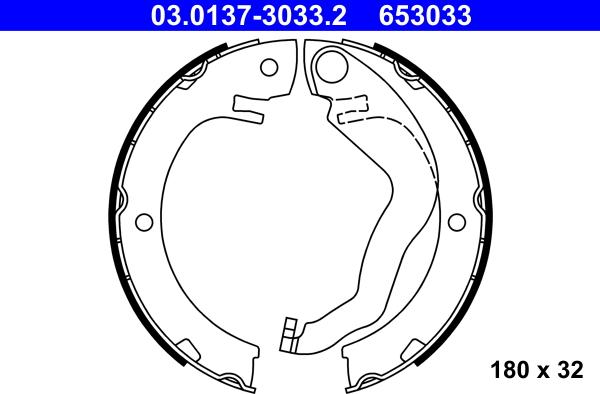 ATE 03.0137-3033.2 - Комплект гальм, ручник, парковка autocars.com.ua