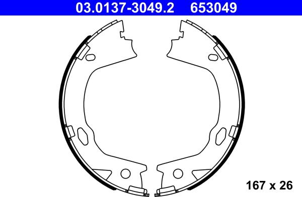 ATE 03.0137-3049.2 - Комплект гальм, ручник, парковка autocars.com.ua