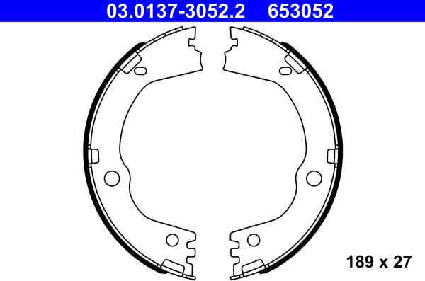 ATE 03.0137-3052.2 - Комплект гальм, ручник, парковка autocars.com.ua