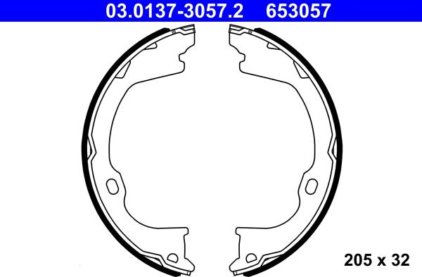 ATE 03.0137-3057.2 - Комплект тормозов, ручник, парковка avtokuzovplus.com.ua