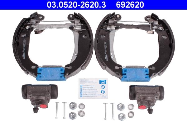 ATE 03.0520-2620.3 - Комплект тормозных колодок, барабанные autodnr.net