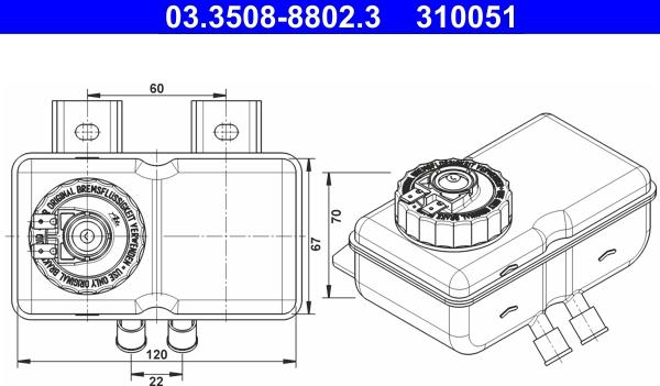 ATE 03.3508-8802.3 - Компенсаційний бак, гальмівна рідина autocars.com.ua