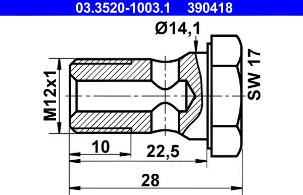 ATE 03.3520-1003.1 - Порожній болт autocars.com.ua