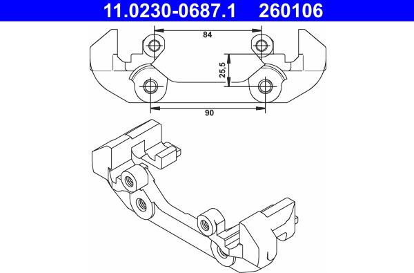 ATE 11.0230-0687.1 - Кронштейн, корпус скобы тормоза avtokuzovplus.com.ua