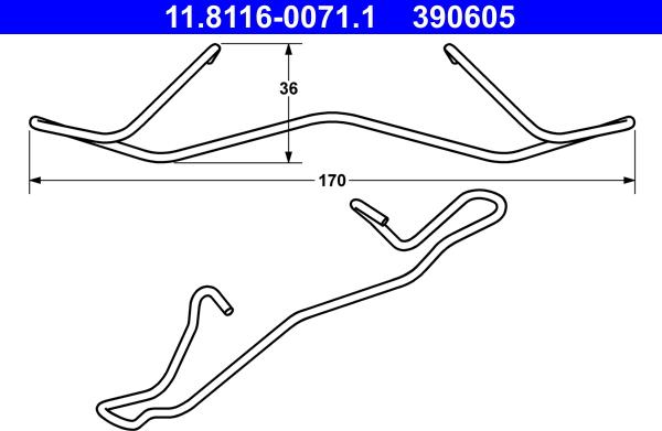 ATE 11.8116-0071.1 - Пружина, гальмівний супорт autocars.com.ua