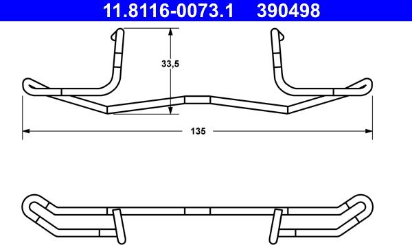 ATE 11.8116-0073.1 - Пружина, гальмівний супорт autocars.com.ua