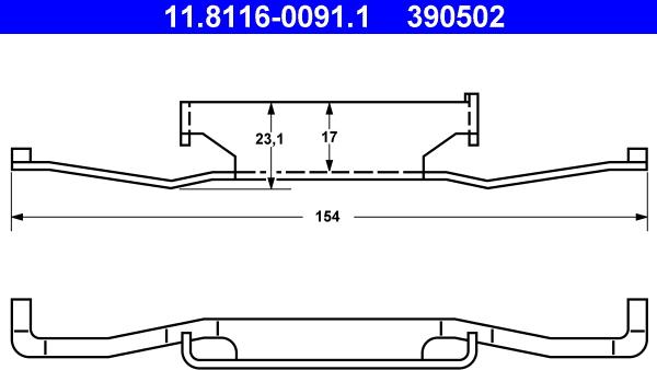 ATE 11.8116-0091.1 - Пружина, гальмівний супорт autocars.com.ua