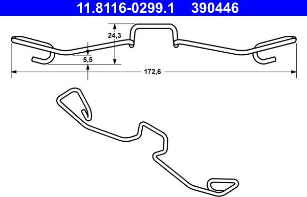 ATE 11.8116-0299.1 - Пружина, гальмівний супорт autocars.com.ua