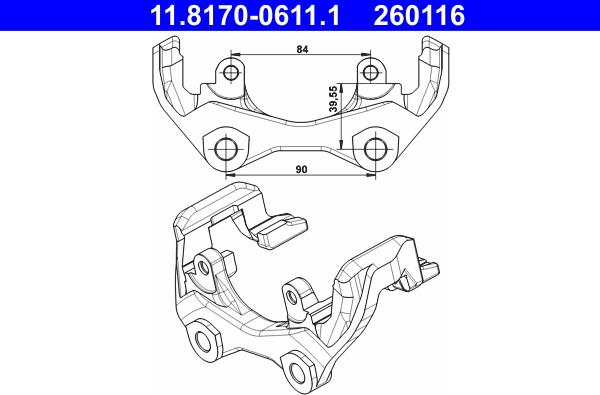 ATE 11.8170-0611.1 - Кронштейн, корпус скоби гальма autocars.com.ua