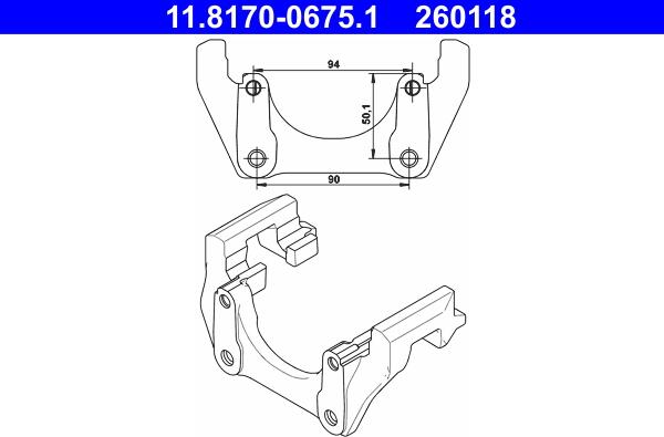 ATE 11.8170-0675.1 - Кронштейн, корпус скобы тормоза autodnr.net