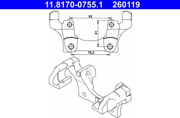 ATE 11.8170-0755.1 - Кронштейн, корпус скобы тормоза avtokuzovplus.com.ua