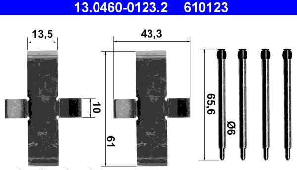 ATE 13.0460-0123.2 - Комплектующие для колодок дискового тормоза avtokuzovplus.com.ua