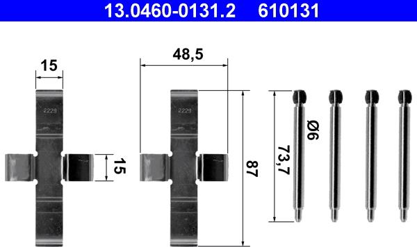 ATE 13.0460-0131.2 - Комплектующие для колодок дискового тормоза avtokuzovplus.com.ua