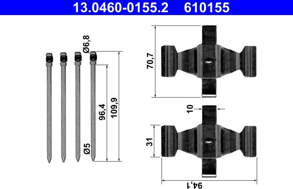 ATE 13.0460-0155.2 - Комплектующие для колодок дискового тормоза avtokuzovplus.com.ua