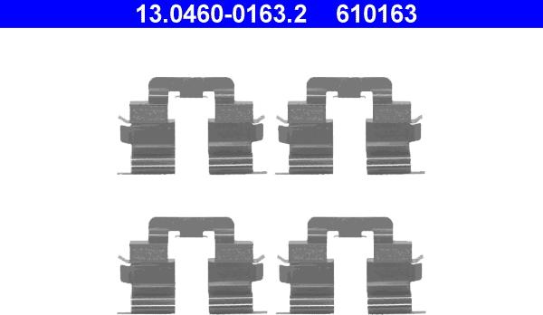 ATE 13.0460-0163.2 - Комплектуючі, колодки дискового гальма autocars.com.ua