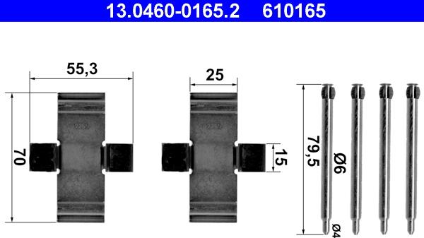 ATE 13.0460-0165.2 - Комплектующие для колодок дискового тормоза avtokuzovplus.com.ua