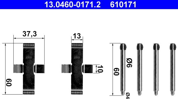 ATE 13.0460-0171.2 - Комплектующие для колодок дискового тормоза avtokuzovplus.com.ua