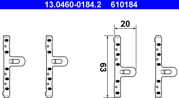 ATE 13.0460-0184.2 - Комплектуючі, колодки дискового гальма autocars.com.ua