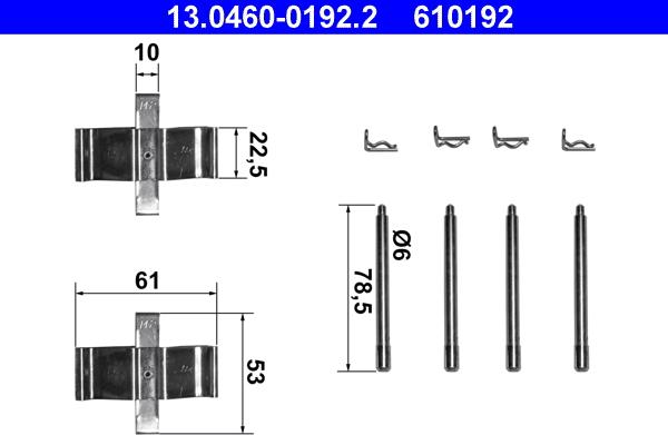 ATE 13.0460-0192.2 - Комплектуючі, колодки дискового гальма autocars.com.ua