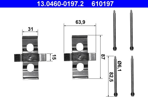 ATE 13.0460-0197.2 - Комплектующие для колодок дискового тормоза avtokuzovplus.com.ua