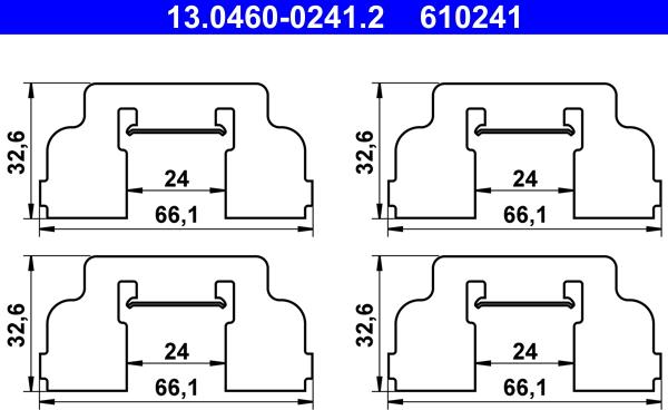 ATE 13.0460-0241.2 - Комплектующие для колодок дискового тормоза avtokuzovplus.com.ua