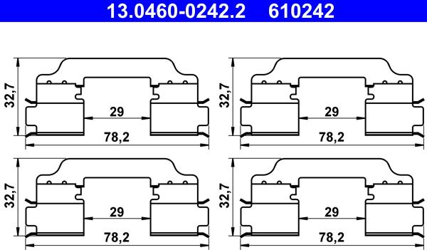 ATE 13.0460-0242.2 - Комплектующие для колодок дискового тормоза autodnr.net