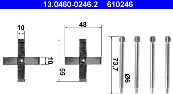 ATE 13.0460-0246.2 - Комплектующие для колодок дискового тормоза autodnr.net
