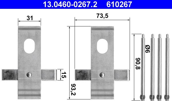 ATE 13.0460-0267.2 - Комплектующие для колодок дискового тормоза avtokuzovplus.com.ua