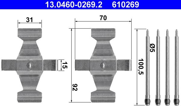 ATE 13.0460-0269.2 - Комплектующие для колодок дискового тормоза avtokuzovplus.com.ua