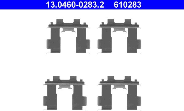 ATE 13.0460-0283.2 - Комплектуючі, колодки дискового гальма autocars.com.ua