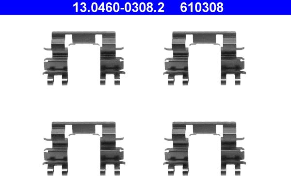 ATE 13.0460-0308.2 - Комплектуючі, колодки дискового гальма autocars.com.ua