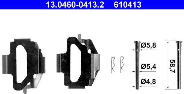 ATE 13.0460-0413.2 - Комплектующие для колодок дискового тормоза avtokuzovplus.com.ua