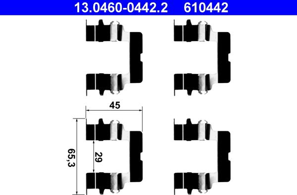 ATE 13.0460-0442.2 - Комплектующие для колодок дискового тормоза autodnr.net