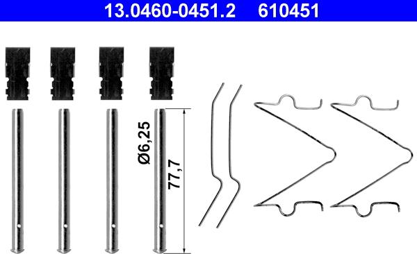 ATE 13.0460-0451.2 - Комплектуючі, колодки дискового гальма autocars.com.ua