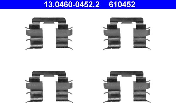 ATE 13.0460-0452.2 - Комплектуючі, колодки дискового гальма autocars.com.ua