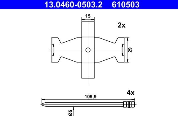 ATE 13.0460-0503.2 - Комплектующие для колодок дискового тормоза avtokuzovplus.com.ua