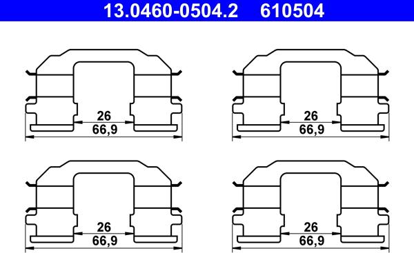 ATE 13.0460-0504.2 - Комплектующие для колодок дискового тормоза avtokuzovplus.com.ua