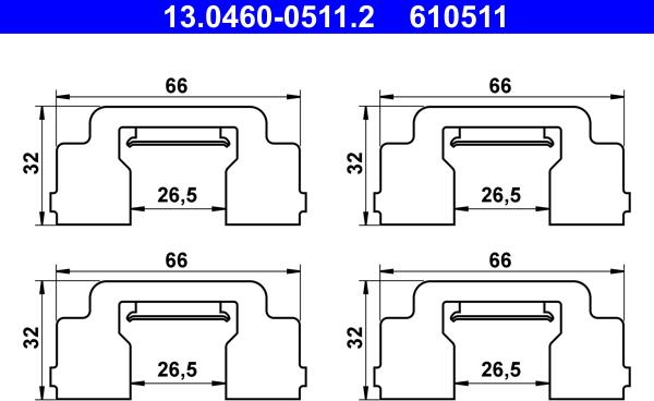 ATE 13.0460-0511.2 - Комплектуючі, колодки дискового гальма autocars.com.ua