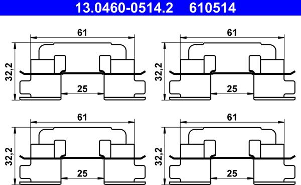 ATE 13.0460-0514.2 - Комплектующие для колодок дискового тормоза autodnr.net