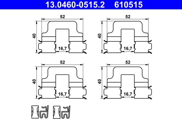 ATE 13.0460-0515.2 - Комплектующие для колодок дискового тормоза autodnr.net