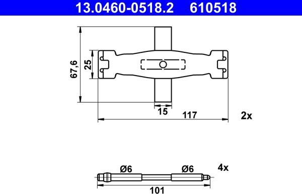 ATE 13.0460-0518.2 - Комплектуючі, колодки дискового гальма autocars.com.ua