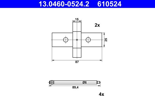 ATE 13.0460-0524.2 - Комплектуючі, колодки дискового гальма autocars.com.ua