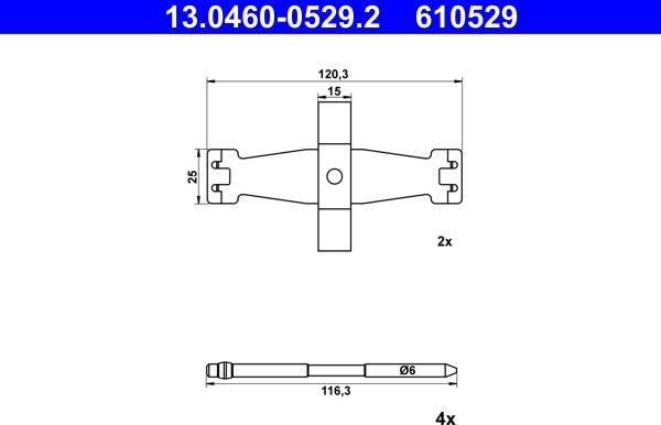 ATE 13.0460-0529.2 - Комплектуючі, колодки дискового гальма autocars.com.ua