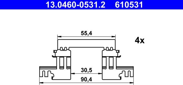 ATE 13.0460-0531.2 - Комплектующие для колодок дискового тормоза avtokuzovplus.com.ua