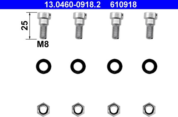 ATE 13.0460-0918.2 - Комплектуючі, колодки дискового гальма autocars.com.ua