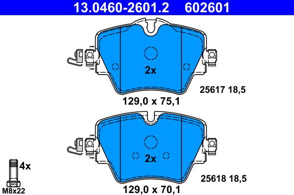 ATE 13.0460-2601.2 - Тормозные колодки, дисковые, комплект avtokuzovplus.com.ua