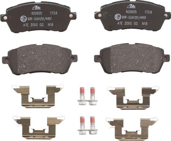 ATE 13.0460-2605.2 - Гальмівні колодки, дискові гальма autocars.com.ua