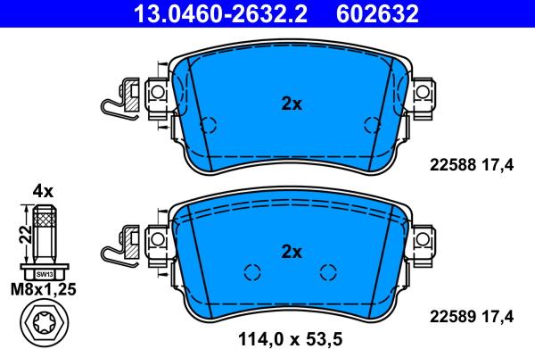 ATE 13.0460-2632.2 - Тормозные колодки, дисковые, комплект autodnr.net