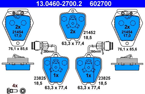 ATE 13.0460-2700.2 - Тормозные колодки, дисковые, комплект avtokuzovplus.com.ua