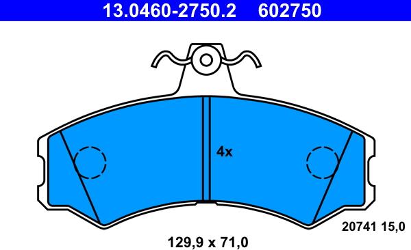 ATE 13.0460-2750.2 - Тормозные колодки, дисковые, комплект avtokuzovplus.com.ua